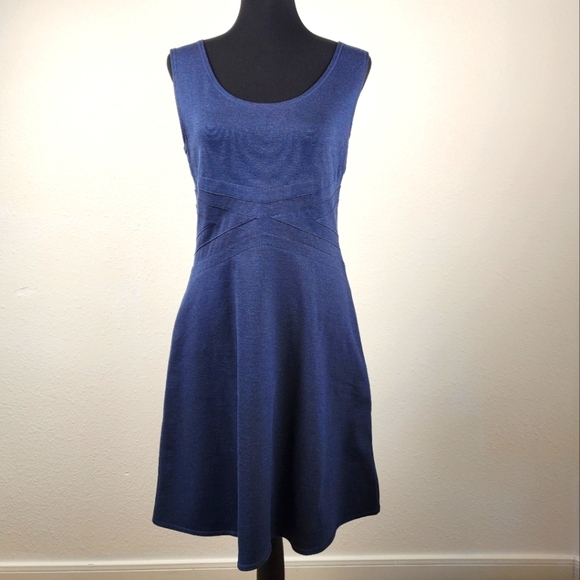 Max Studio Navy A-Line Sleeveless Knee Length Stretchy Basic Dress Size M - Picture 1 of 9